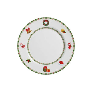 Jogo 6 Pratos de Sobremesa Cerâmica Jingle Bells 21cm Alleanza