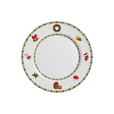 Jogo 6 Pratos de Sobremesa Cerâmica Jingle Bells 21cm Alleanza