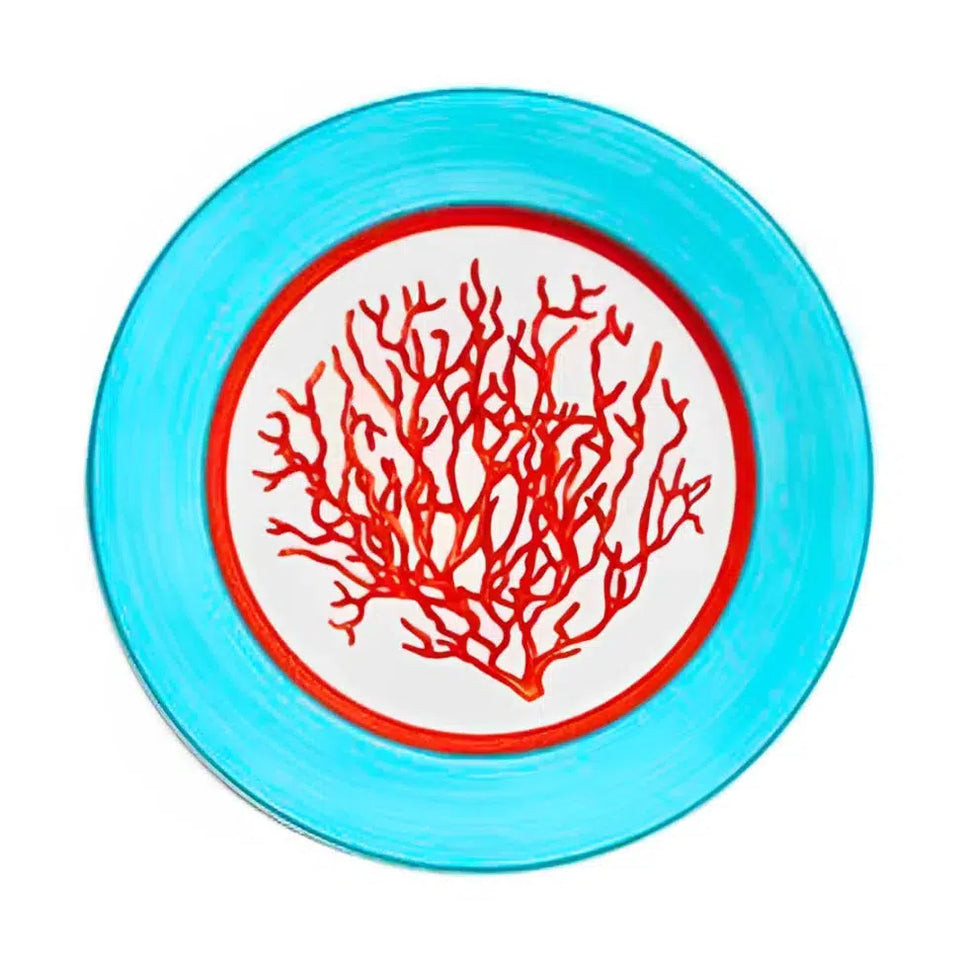 Jogo 6 Pratos de Sobremesa Cerâmica Reto Coral 20cm Scalla