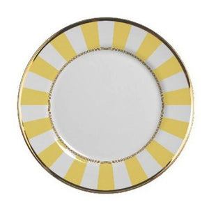 Jogo 6 Pratos de Sobremesa Cerâmica Yellow Strip 19cm Alleanza