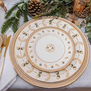Jogo 6 Sousplats Cerâmica Nuts Filete de Ouro 34cm Alleanza