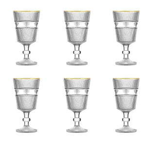 Jogo 6 Taças em Vidro Libélula Gold Rim 325ml L'Hermitage
