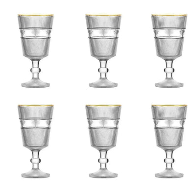 Jogo 6 Taças em Vidro Libélula Gold Rim 325ml L'Hermitage