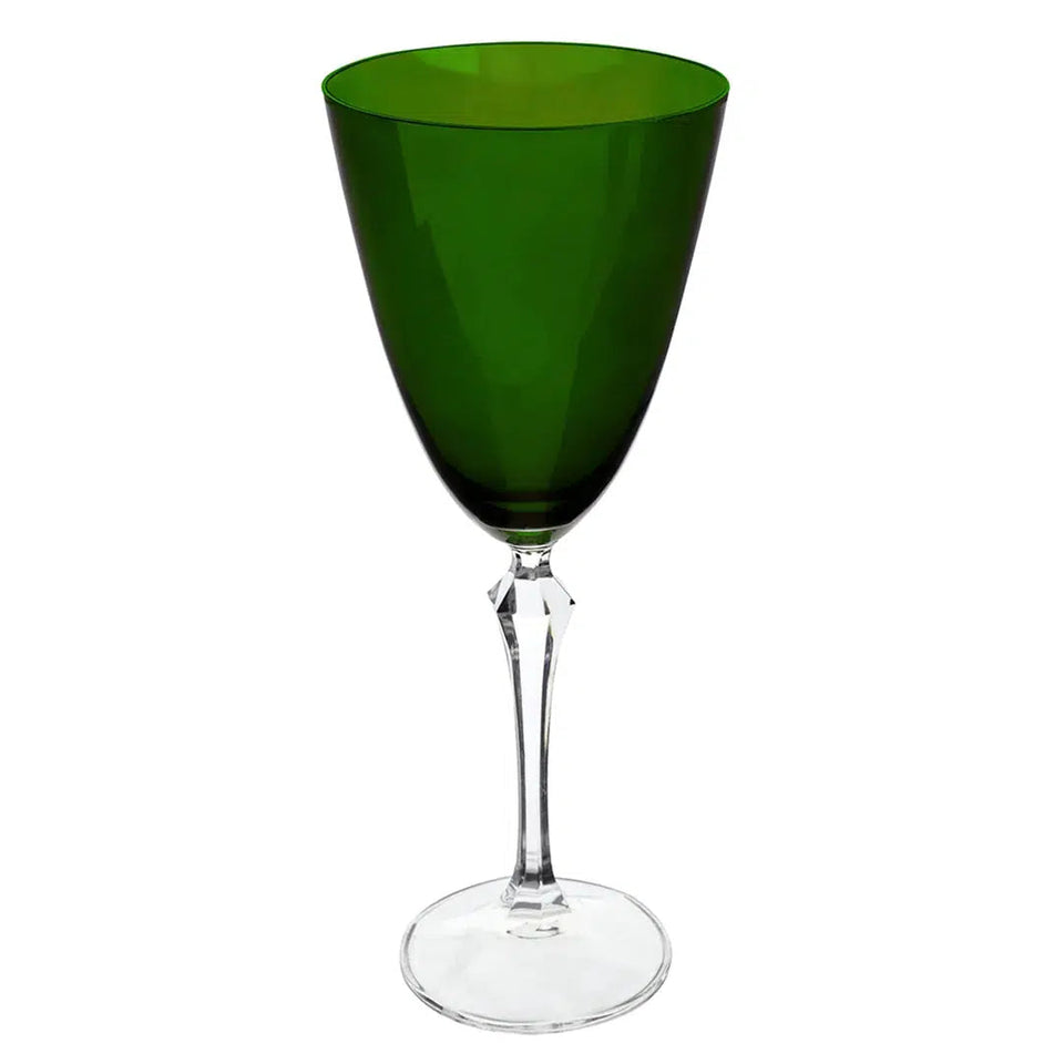 Jogo 6 Taças para Água ou Vinho em Cristal Bohemia Elizabeth Verde 350ml