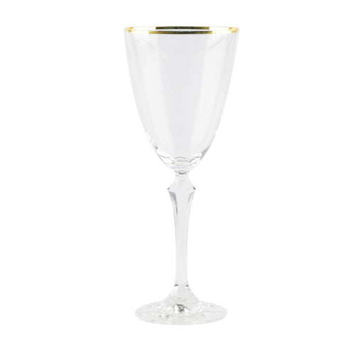 Jogo 6 Taças para Água ou Vinho em Cristal Lapidado L'Hermitage Elizabeth Gold 350ml