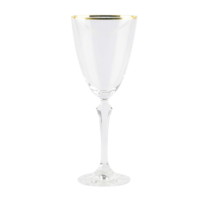 Jogo 6 Taças para Água ou Vinho em Cristal Lapidado L'Hermitage Elizabeth Gold 350ml