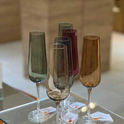 Jogo 6 Taças para Champanhe em Cristal Bohemia Ardea Verde Selva 220ml