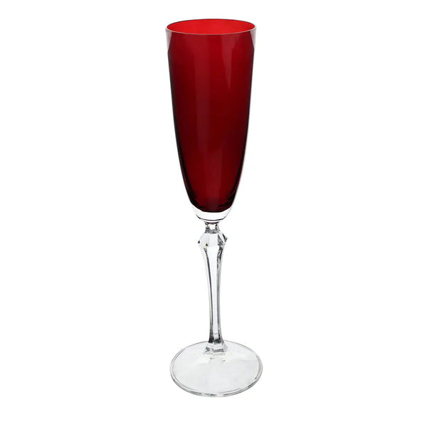 Jogo 6 Taças para Espumante em Cristal Bohemia Elizabeth Vermelho 200ml