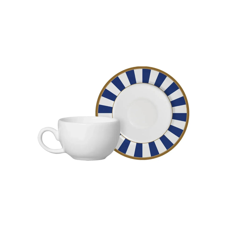 Jogo 6 Xícaras Café Cerâmica Branca Pires Sprite Azul 85ml Alleanza