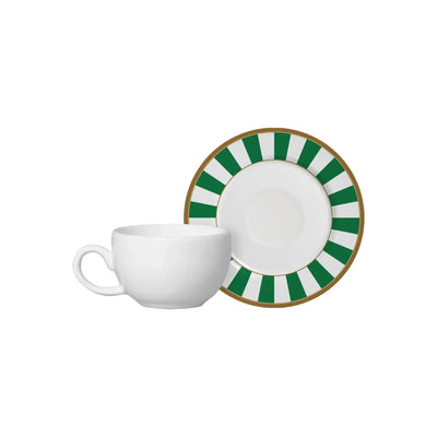 Jogo 6 Xícaras Café Cerâmica Branca Pires Sprite Verde 85ml Alleanza