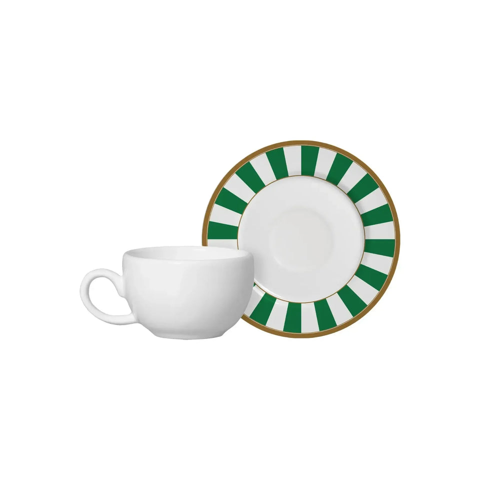 Jogo 6 Xícaras Café Cerâmica Branca Pires Sprite Verde 85ml Alleanza