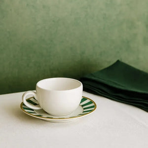 Jogo 6 Xícaras Café Cerâmica Branca Pires Sprite Verde 85ml Alleanza