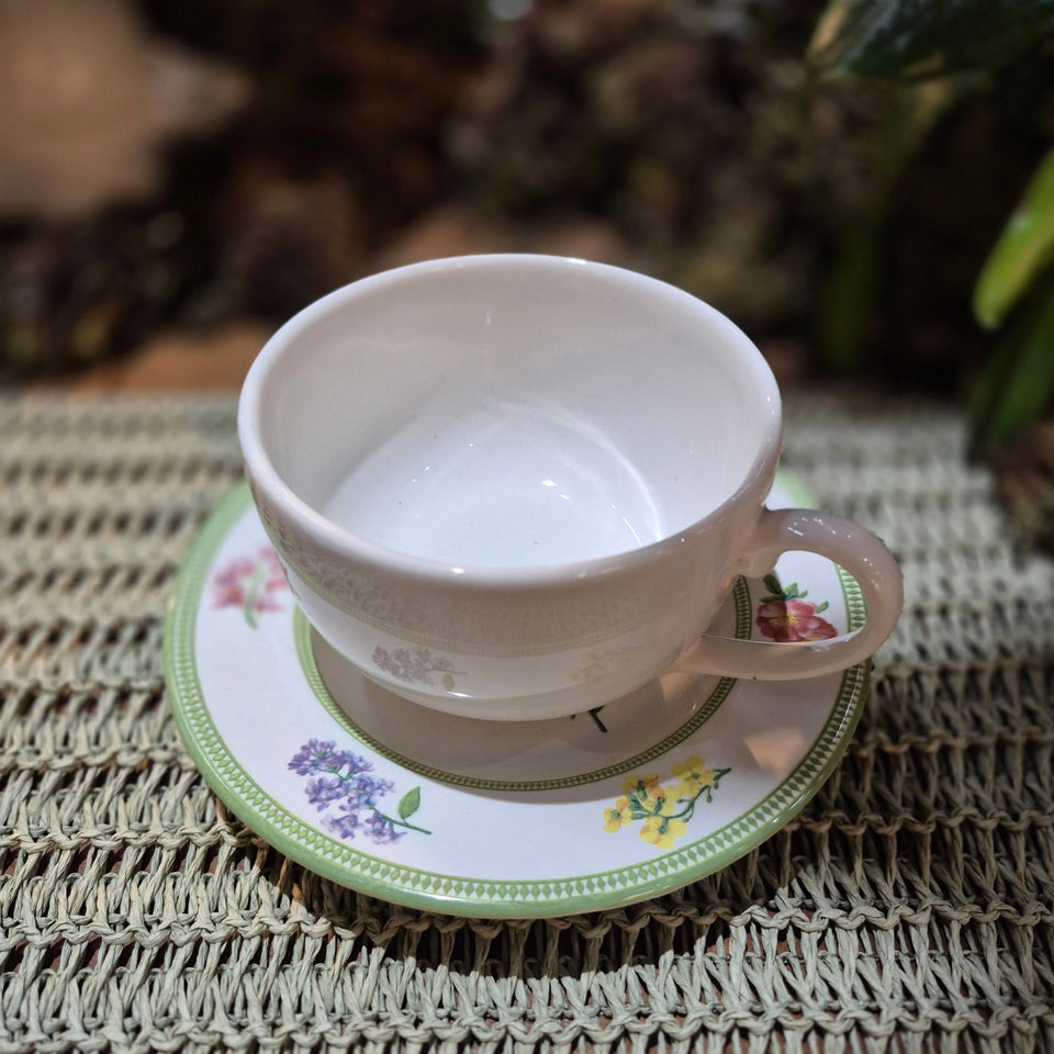 Jogo 6 Xícaras Café Cerâmica Pires Versailles 80ml Alleanza