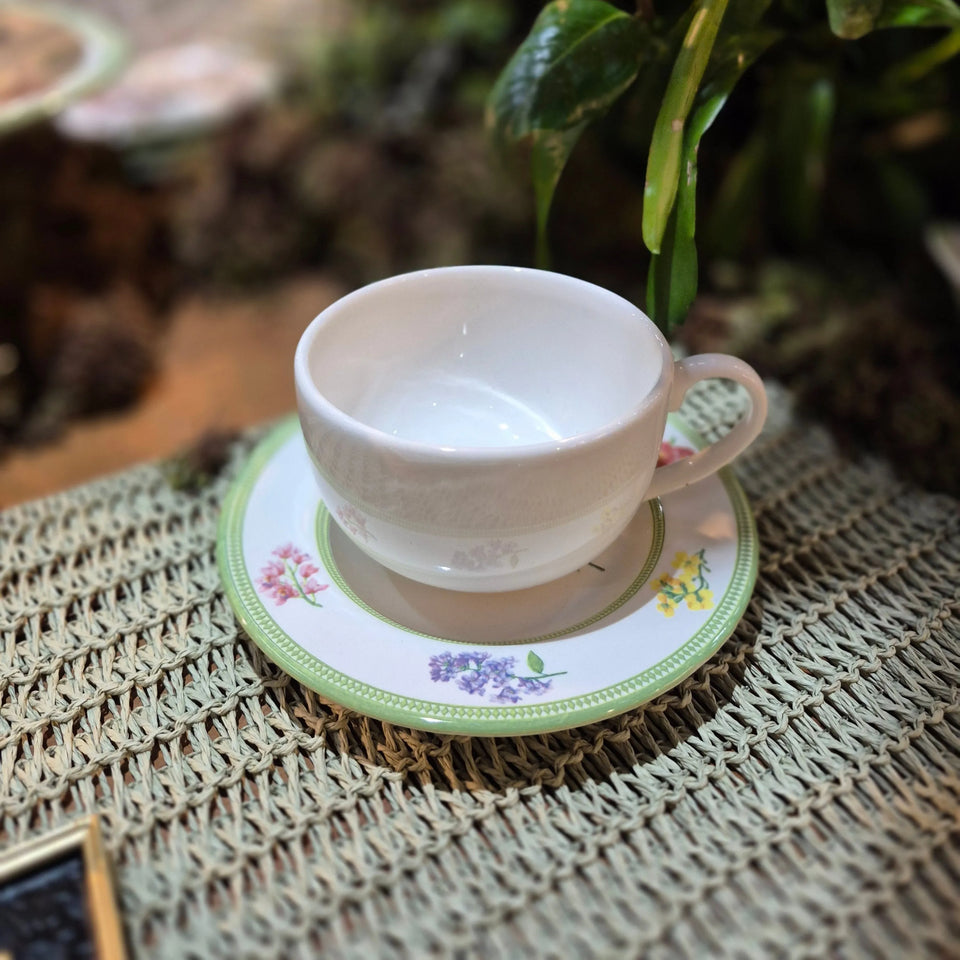 Jogo 6 Xícaras Café Cerâmica Pires Versailles 80ml Alleanza