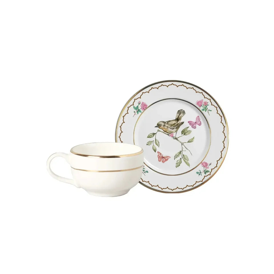 Aparelho de Jantar Cerâmica Sweet Bird Filete Ouro 30 peças Alleanza