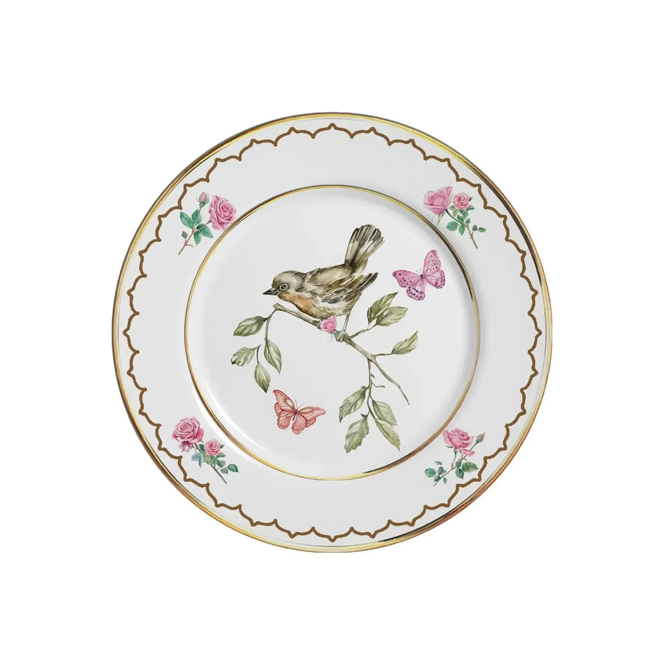 Jogo 6 Xícaras Café Cerâmica Sweet Bird Filete Ouro 85ml Alleanza