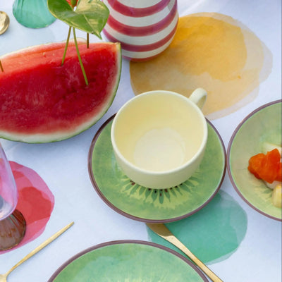 Jogo 6 Xícaras Chá Cerâmica Amarela Pires Coup Kiwi 250ml Alleanza