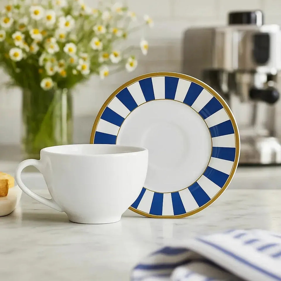 Jogo 6 Xícaras Chá Cerâmica Branca Pires Sprite Azul 250ml Alleanza