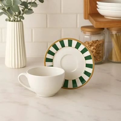 Jogo 6 Xícaras Chá Cerâmica Branca Pires Sprite Verde 250ml Alleanza