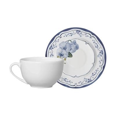 Jogo 6 Xícaras Chá Cerâmica Branca Pires Valência 250ml Alleanza