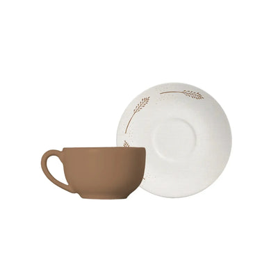 Jogo 6 Xícaras Chá Cerâmica Macchiato Pires Coup Rendeira By Aurora 250ml Alleanza