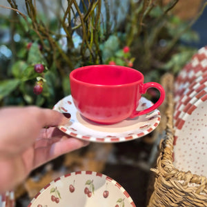 Jogo 6 Xícaras Chá Cerâmica Pires Amarena 250ml Alleanza