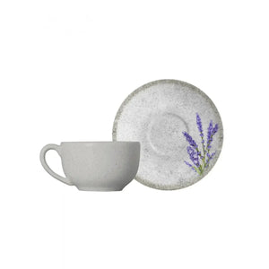 Jogo 6 Xícaras Chá Cerâmica Pires Coup Alfazema 250ml Alleanza