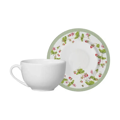 Jogo 6 Xícaras Chá Cerâmica Pires Picnic 250ml Alleanza