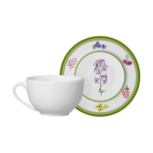 Jogo 6 Xícaras Chá Cerâmica Pires Versailles 250ml Alleanza