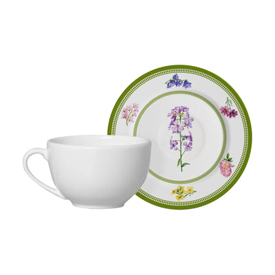 Jogo 6 Xícaras Chá Cerâmica Pires Versailles 250ml Alleanza