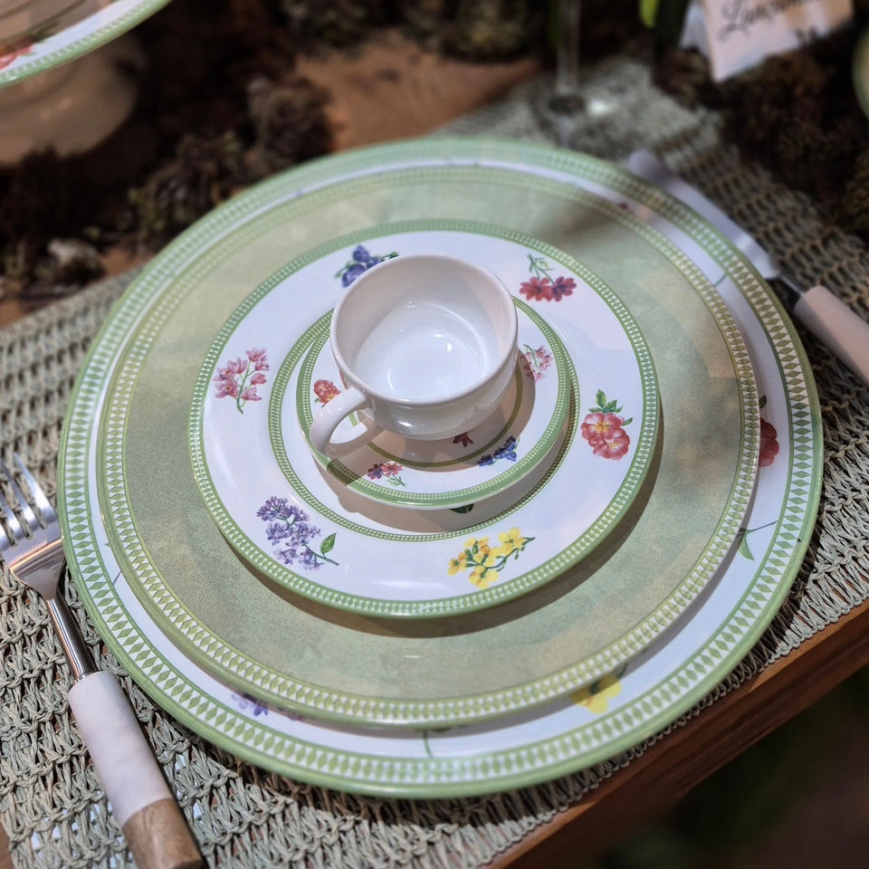 Jogo 6 Xícaras Chá Cerâmica Pires Versailles 250ml Alleanza