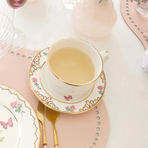 Jogo 6 Xícaras Chá Cerâmica Sweet Bird Filete Ouro 250ml Alleanza