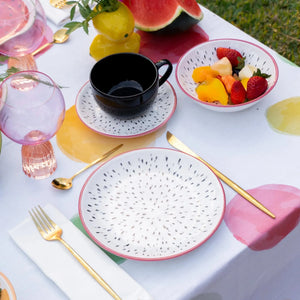 Jogo 6 Xícaras Chá Preta Cerâmica Pires Pitaya 250ml Alleanza