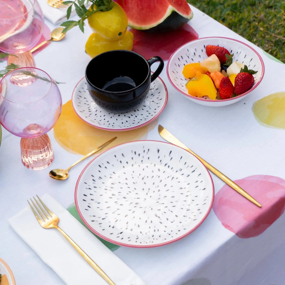 Jogo 6 Xícaras Chá Preta Cerâmica Pires Pitaya 250ml Alleanza