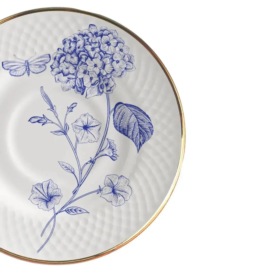 Jogo 6 Xícaras Chá com Pires Cerâmica Adelaide Filete Ouro 250ml Alleanza