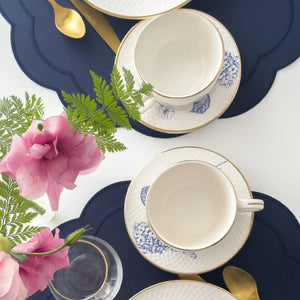 Jogo 6 Xícaras Chá com Pires Cerâmica Adelaide Filete Ouro 250ml Alleanza