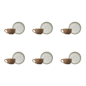 Jogo 6 Xícaras Chá com Pires Coup Cerâmica Durban 250ml Alleanza