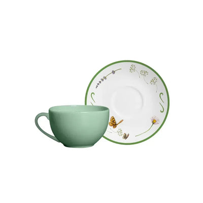 Jogo 6 Xícaras Chá com Pires Coup Cerâmica Jardim Campestre 250ml Alleanza
