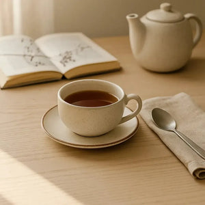 Jogo 6 Xícaras Chá com Pires Coup Cerâmica Vanilla 250ml Alleanza