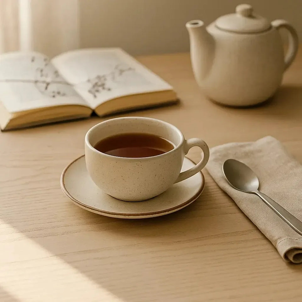 Jogo 6 Xícaras Chá com Pires Coup Cerâmica Vanilla 250ml Alleanza