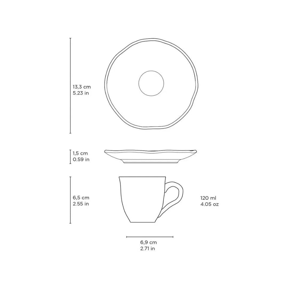 Jogo 6 Xícaras de Café Stoneware Bio Echo 120ml Porto Brasil