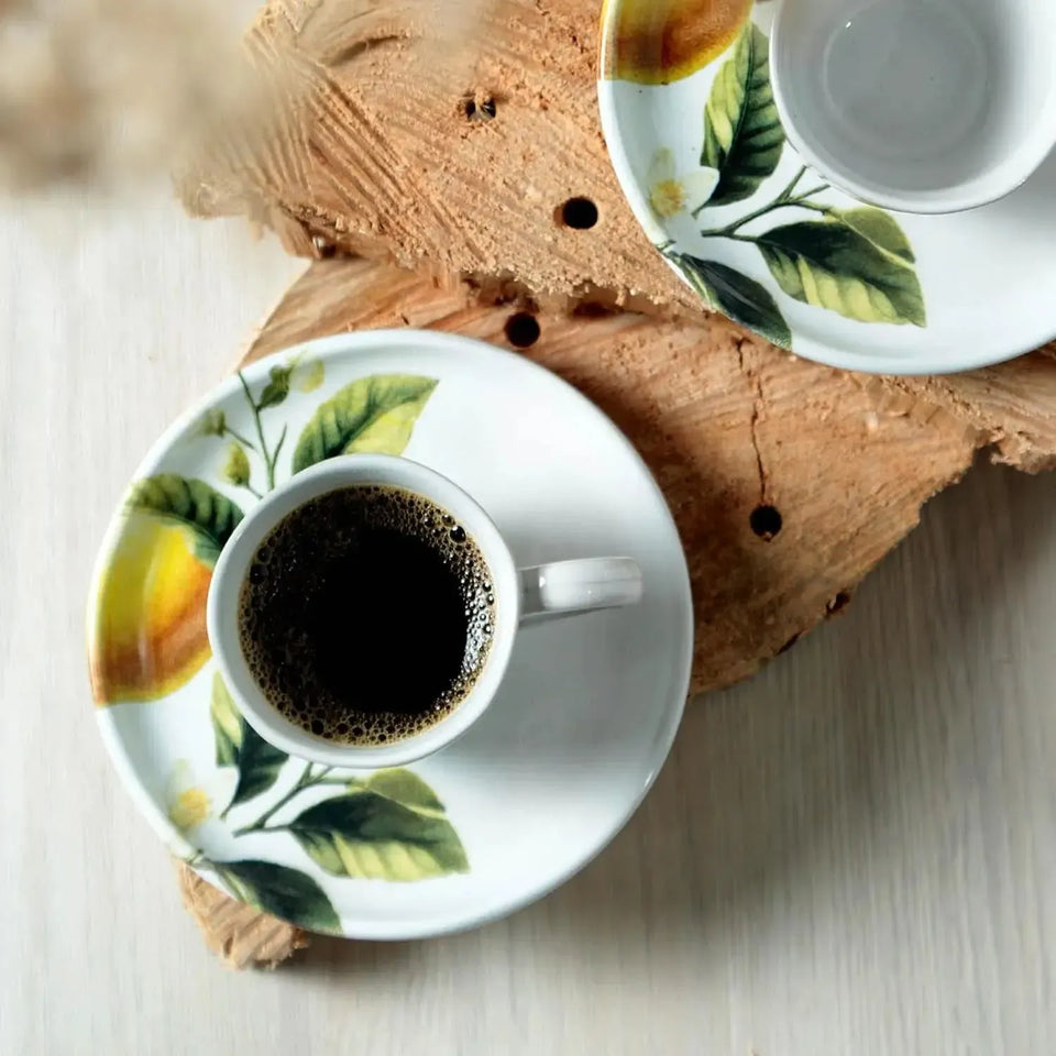 Jogo 6 Xícaras de Café Stoneware Bio Limonata 120ml Porto Brasil