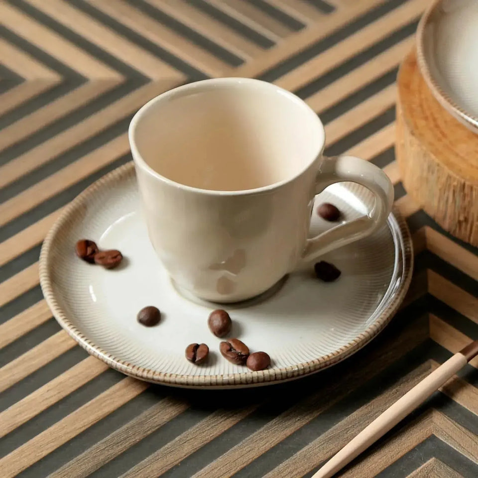 Jogo 6 Xícaras de Café Stoneware Bio Raio 120ml Porto Brasil