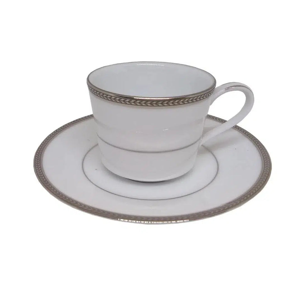 Jogo 6 Xícaras de Café c/ Pires Porcelana Toorak Platinum 100ml Noritake