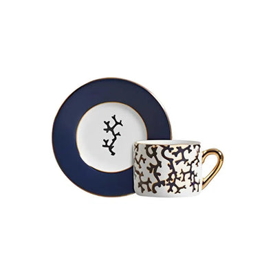 Jogo 6 Xícaras de Café com Pires Cerâmica Coral Blue 90ml Scalla