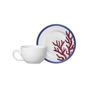 Jogo 6 Xícaras de Café com Pires Cerâmica Coral Gables Vermelho 80ml Alleanza