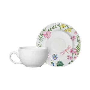 Jogo 6 Xicaras de Café com Pires Cerâmica Faiança Lelis 85ml Alleanza