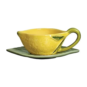 Jogo 6 Xícaras de Café com Pires Cerâmica Limão 100ml Scalla