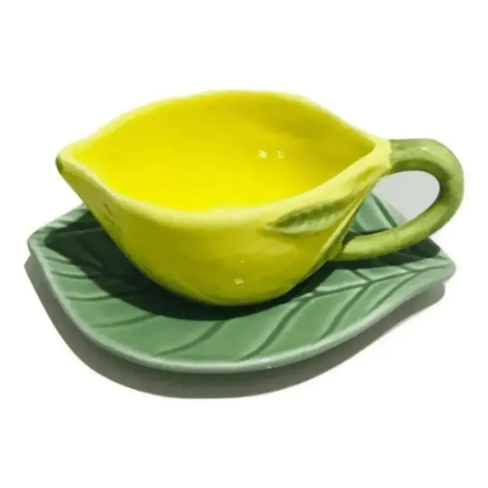 Jogo 6 Xícaras de Café com Pires Cerâmica Limão 100ml Scalla