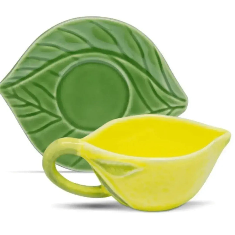 Jogo 6 Xícaras de Café com Pires Cerâmica Limão 100ml Scalla